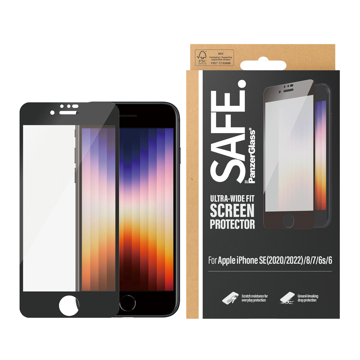 PanzerGlass SAFE. by ® Skærmbeskyttelse iPhone 8 | 7 | 6 | 6s | SE (2020/2022) | Edge-to-Edge