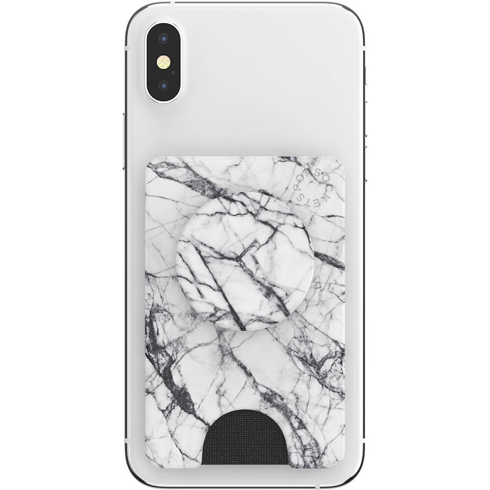 POPSOCKETS Wallet Dove White Marble Aftagelig Mobil Wallet PopWallet+