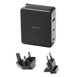Væglader Aukey PA-B7O, 1xUSB-A, 2xUSB-C, 140W GaN (sort)