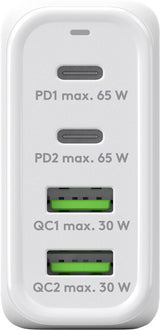 Goobay 4-ports USB GaN Oplader 65W PD Hvid