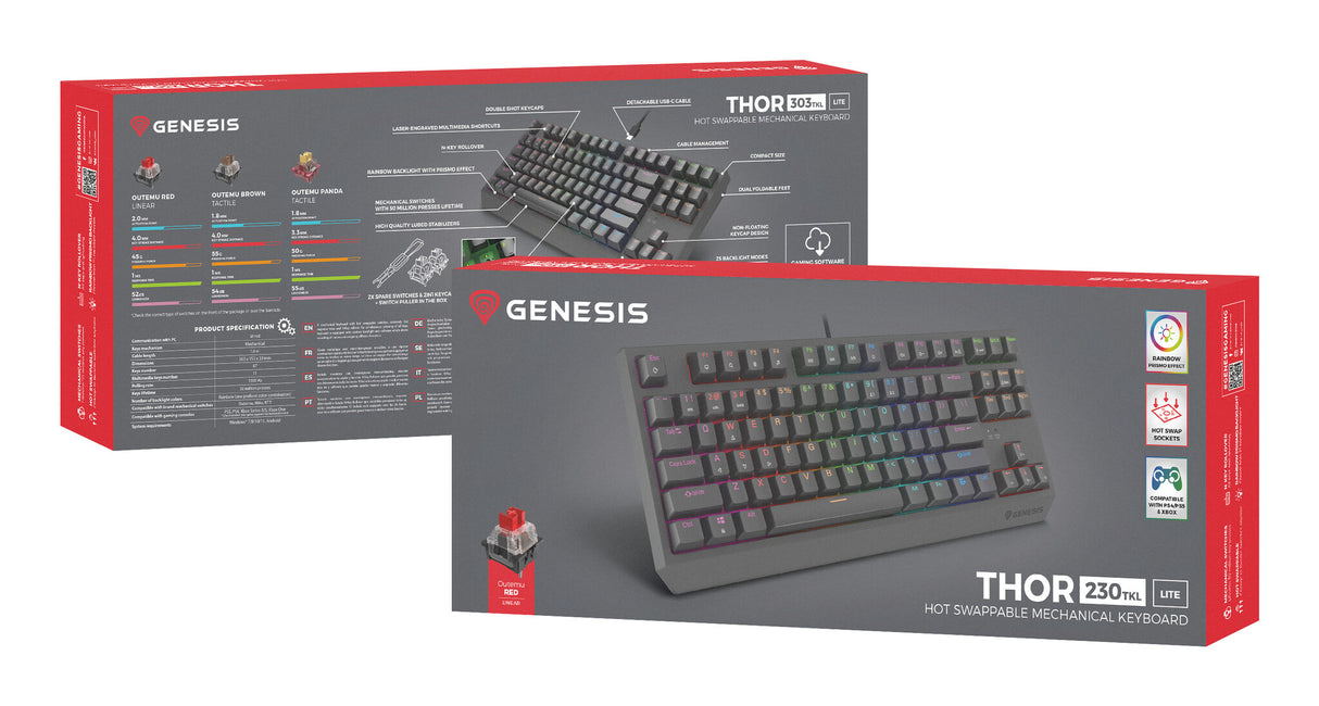 GENESIS Thor 230 TKL Lite tastatur Spil USB QWERTY Engelsk Sort