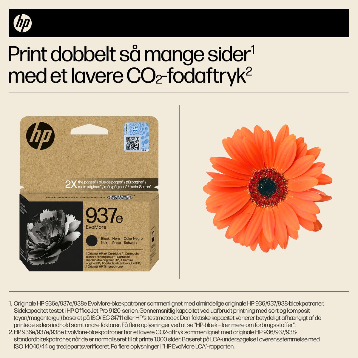 HP 937e EvoMore Sort 2500 sider Blæk