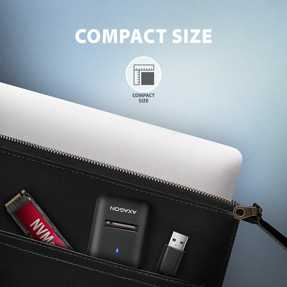 Axagon ADM2-AM USB-A 10Gbps - M.2 NVMe & SATA SSD adaptér, kabelis USB-A 10cm SSD kabinet Sort