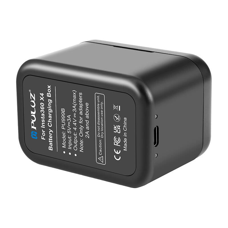 Opladningskasse til batterier og hukommelseskort PULUZ til Insta360 X4 (sort)