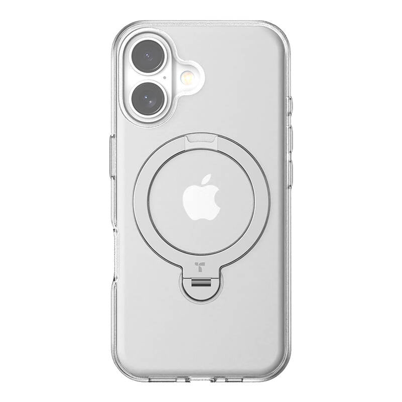 Torras Ostand Spin Case til iPhone 16 (gennemsigtigt)