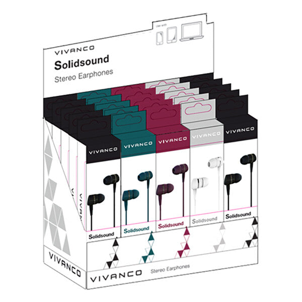 Vivanco Solidsound Hovedtelefoner Ledningsført I ørerne Opkald/musik Sort, Grøn, Lilla, Hvid