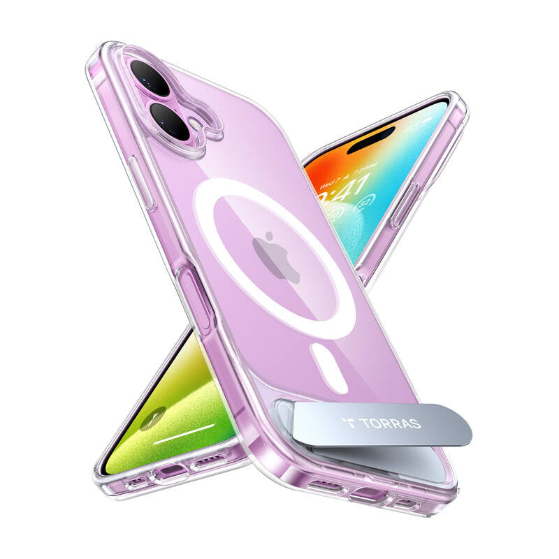 Torras Pstand Series Case til iPhone 16 (gennemsigtig)