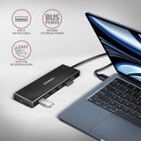 Axagon HUE-F7A 7x USB 3.2 Gen 1 ALU FLAT hub micro power IN 1m USB-A USB 3.2 Gen 1 (3.1 Gen 1) Type-A 5000 Mbit/s Sort