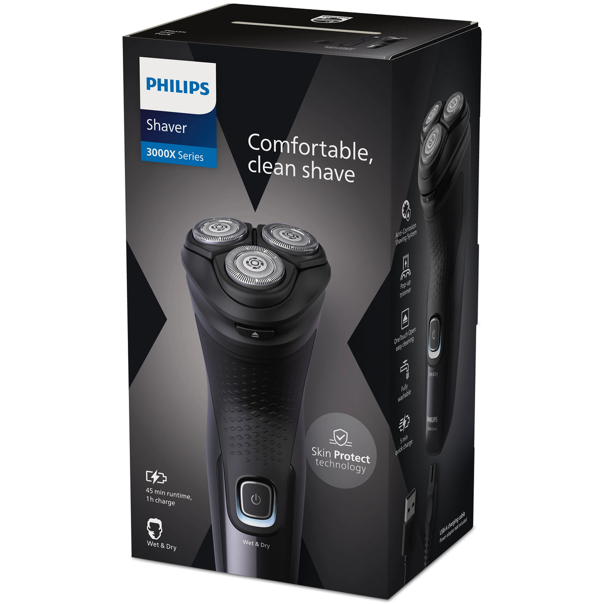 Philips Shaver 3000X Series X3051/00 Elektrisk shaver til våd og tør barbering