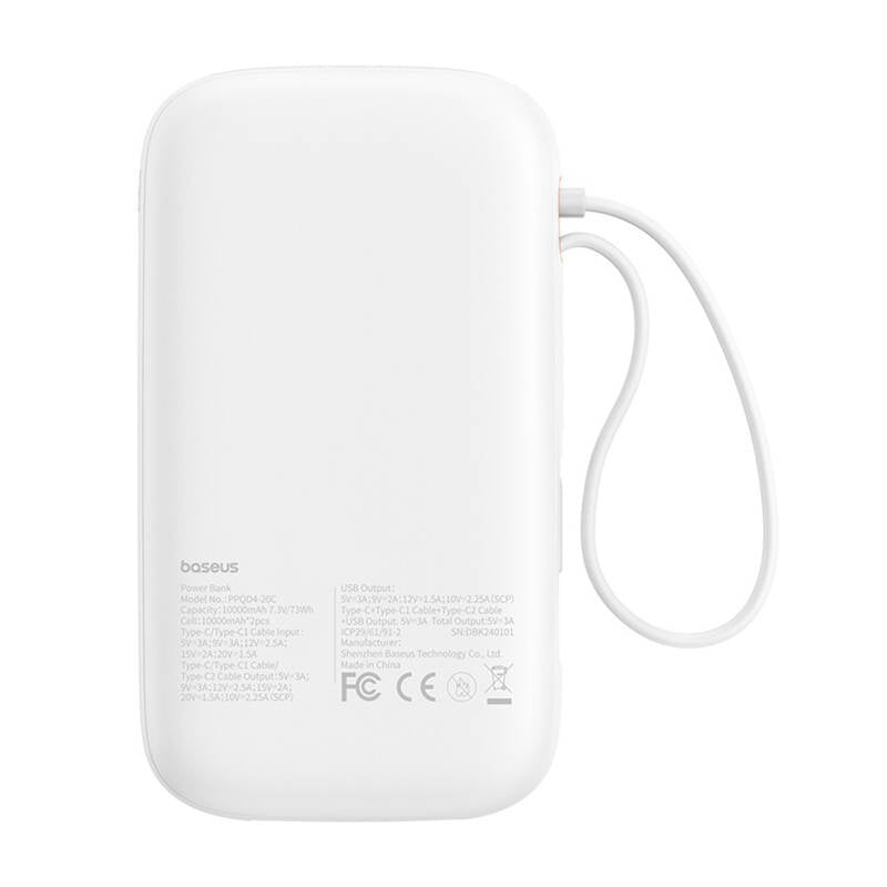 Powerbank Baseus QPow 2 20000mAh 30W 2xUSB-C (hvid)