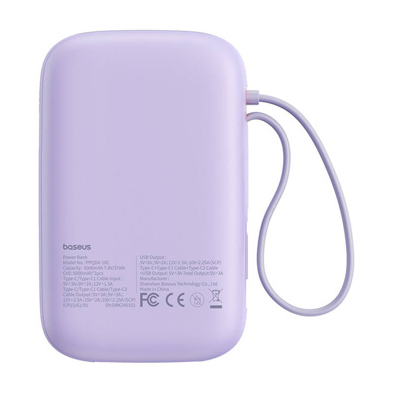 Baseus QPow 2 10000mAh 30W 2xUSB-C powerbank (lila)