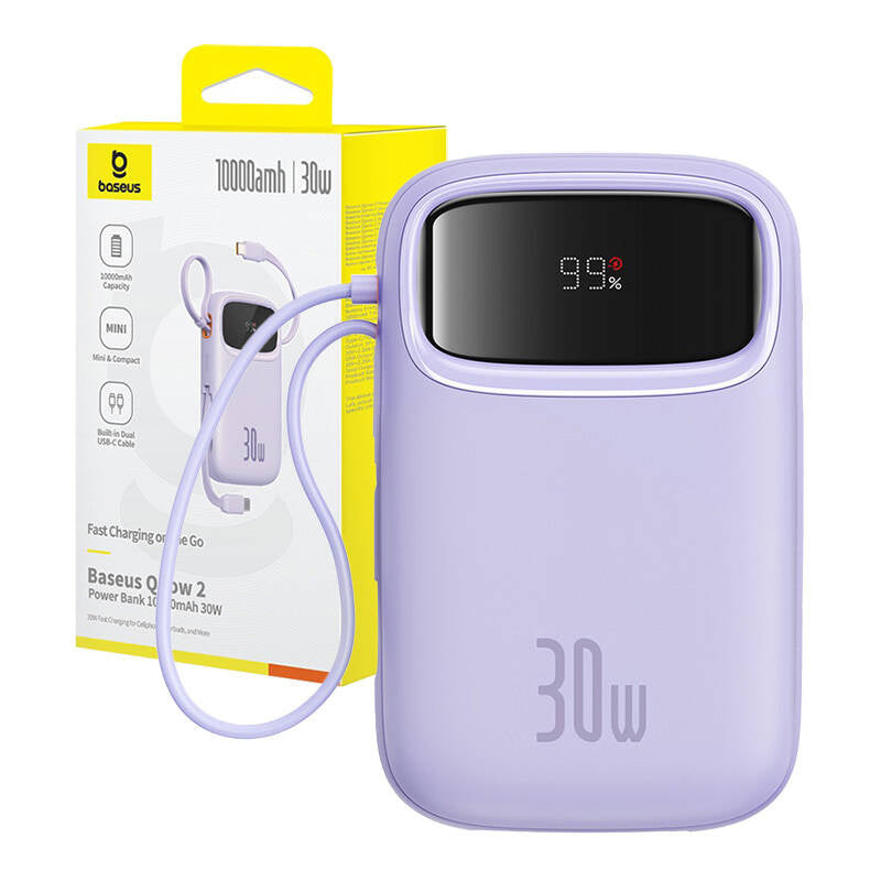 Baseus QPow 2 10000mAh 30W 2xUSB-C powerbank (lila)