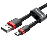 Baseus Cafule Cable CAMKLF-B91 USB-A / micro USB 2.4A 1 m - sort og rød