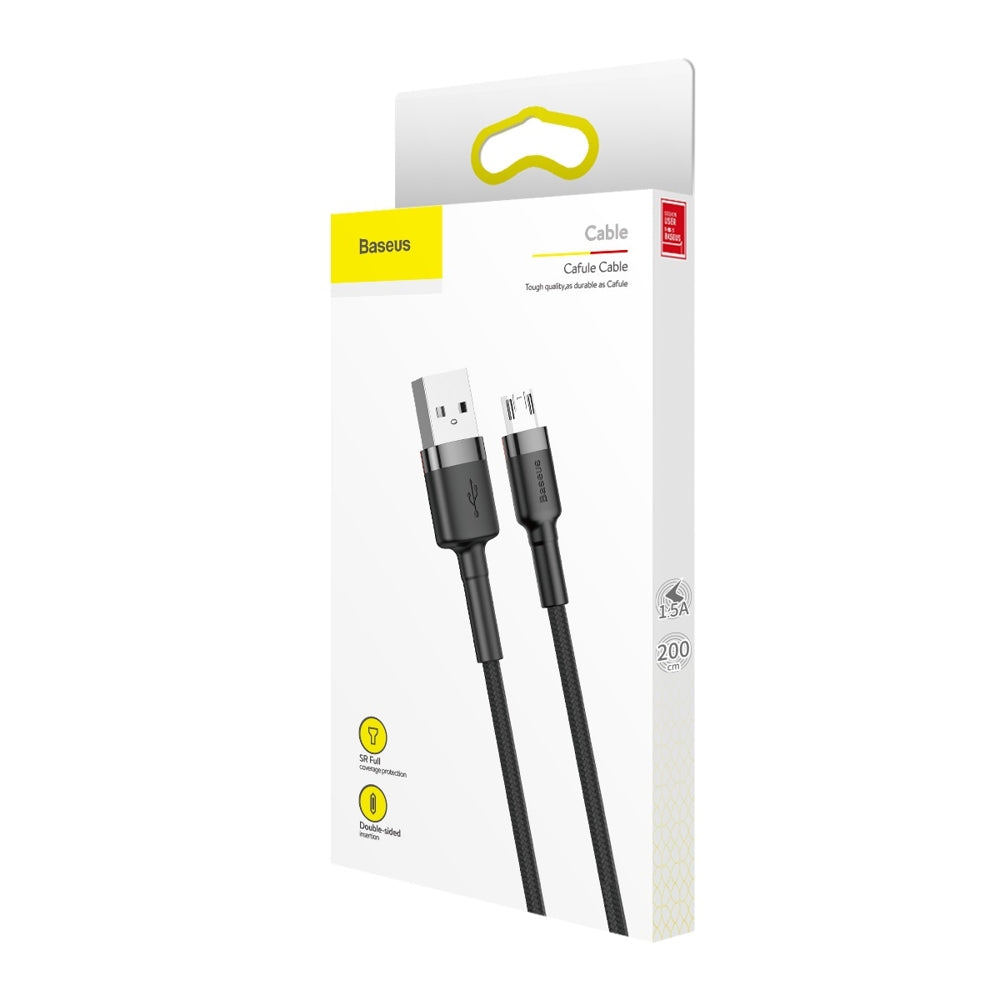 Baseus Cafule Cable CAMKLF-CG1 USB-A / micro USB 1.5A 2 m - sort-grå