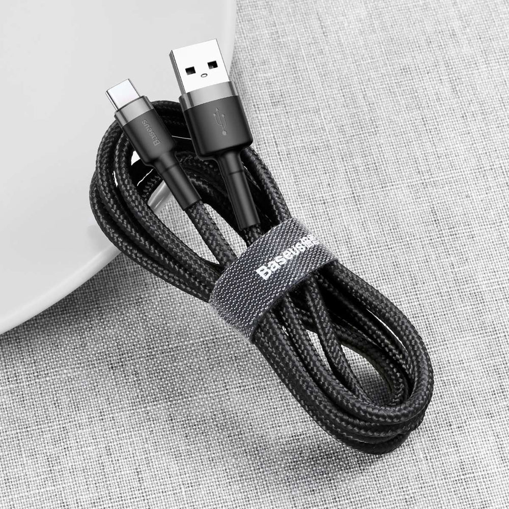 Baseus Cafule USB-A / USB-C QC 3.0 3A Cable 0.5 m - Black and Gray
