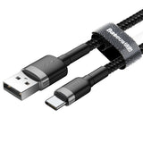 Baseus Cafule USB-A / USB-C QC 3.0 3A Cable 1 m - Black and Gray
