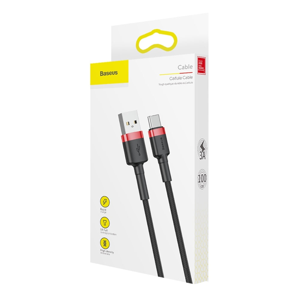 Baseus Cafule USB-A / USB-C QC 3.0 3A Cable 1 m - Black and Red