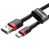 Baseus Cafule Cable Durable Nylon Cable USB / USB-C QC3.0 2A 2M Black and Red (CATKLF-C91)