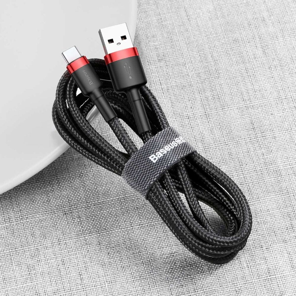 Baseus Cafule Cable Durable Nylon Cable USB / USB-C QC3.0 2A 2M Black and Red (CATKLF-C91)