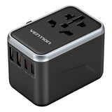Vention FJFB0 GaN 2xUSB-C 2xUSB-A Universal Travel Adapter 65W (sort)