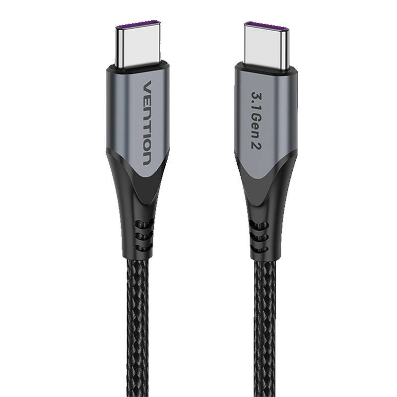 USB-C til USB-C 100W Vention TAHHD 5A 0,5m USB 3.1 Gen2 4K kabel (grå)