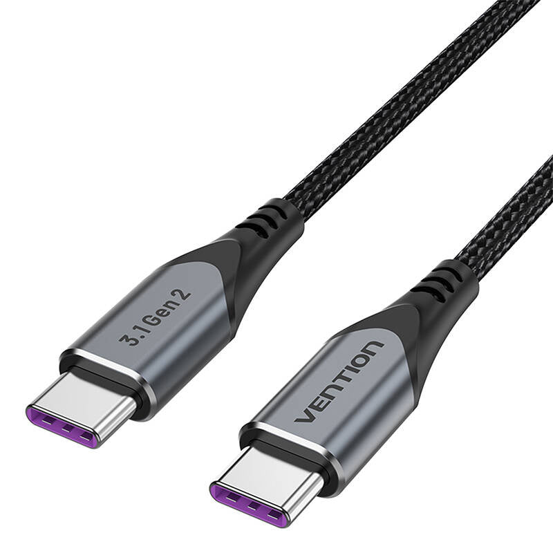 USB-C til USB-C 100W Vention TAHHF 5A 1m USB 3.1 Gen2 4k kabel (grå)