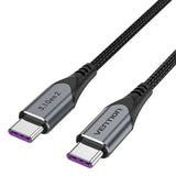 USB-C til USB-C 100W Vention TAHHF 5A 1m USB 3.1 Gen2 4k kabel (grå)
