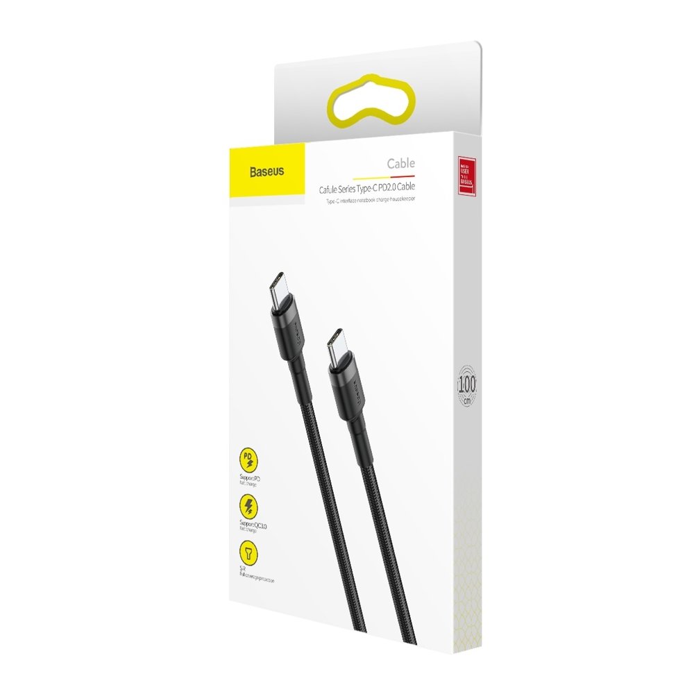 Baseus CATKLF-GG1 USB-C - USB-C PD QC cable 60W 3A 480Mb/s 1m - black and gray