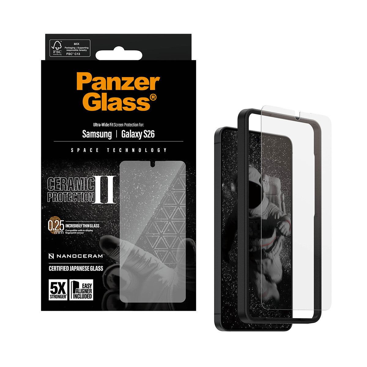 PanzerGlass ® Ceramic Skærmbeskyttelse Samsung Galaxy S26 | Ultra-Wide Fit m. EasyAligner