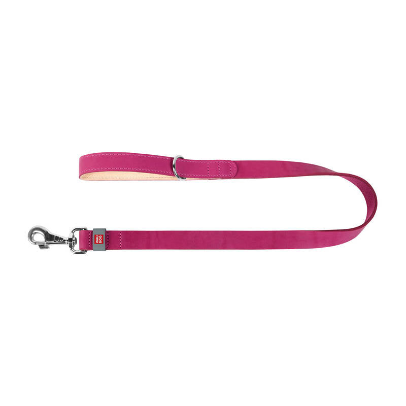 WAUDOG hundeslæde af naturligt læder, 20 mm bred, 122 cm lang, lyserød
