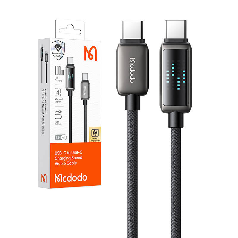 Mcdodo CA-4250 USB-C til USB-C kabel, 100W, LED-skærm, 1,2m