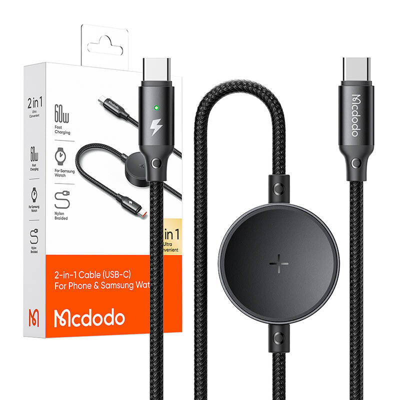Mcdodo CA-4170 2-i-1 USB-C kabel + Samsung Watch trådløs oplader, 60W, 1,5m