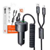 Mcdodo CC-0370 biloplader, USB-C, Lightning, 120W, indtrækbare kabler
