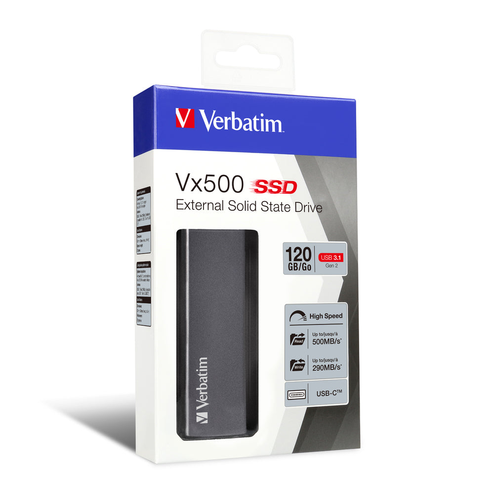 Verbatim Vx500 120 GB USB Type-C 3.2 Gen 2 (3.1 Gen 2) Sølv