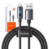 Mcdodo CA-5660 USB-A til Lightning-kabel med blinkende lys 1,2 m (sort)