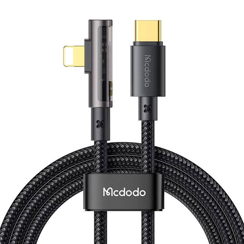McDodo CA-3390 36W 1.2m USB-C til Lightning vinkel kabel (sort)