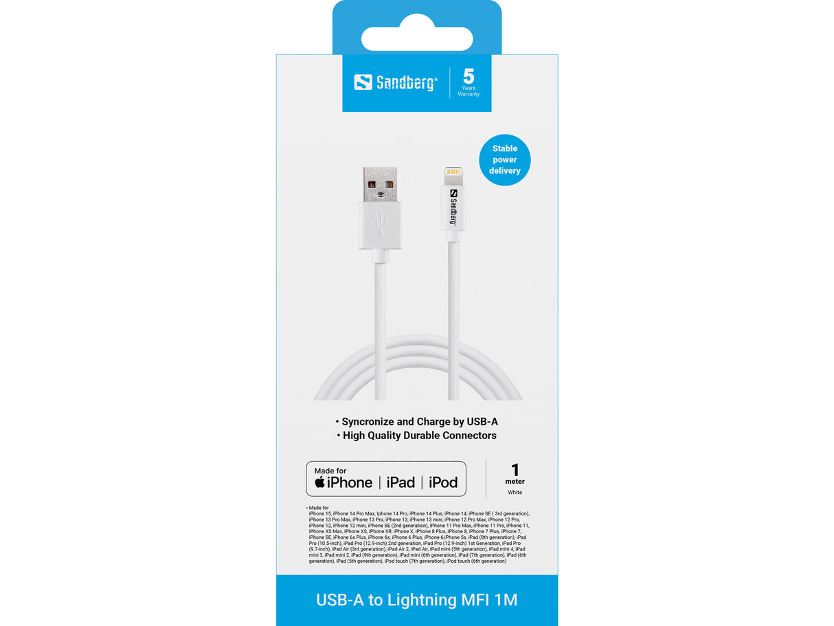 Sandberg USB>Lightning MFI 1m White