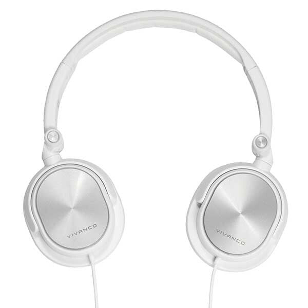 Vivanco DJ 30 Hovedtelefoner Ledningsført Headset Musik Metallic, Hvid