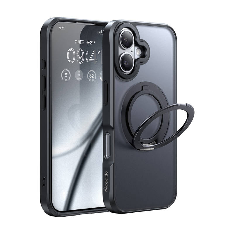 McDodo PC-4930 MagSafe-hylster til iPhone 16 med stand (sort)