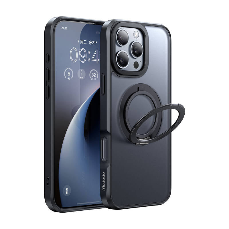 McDodo PC-4932 MagSafe-hylster til iPhone 16 Pro med stand (sort)
