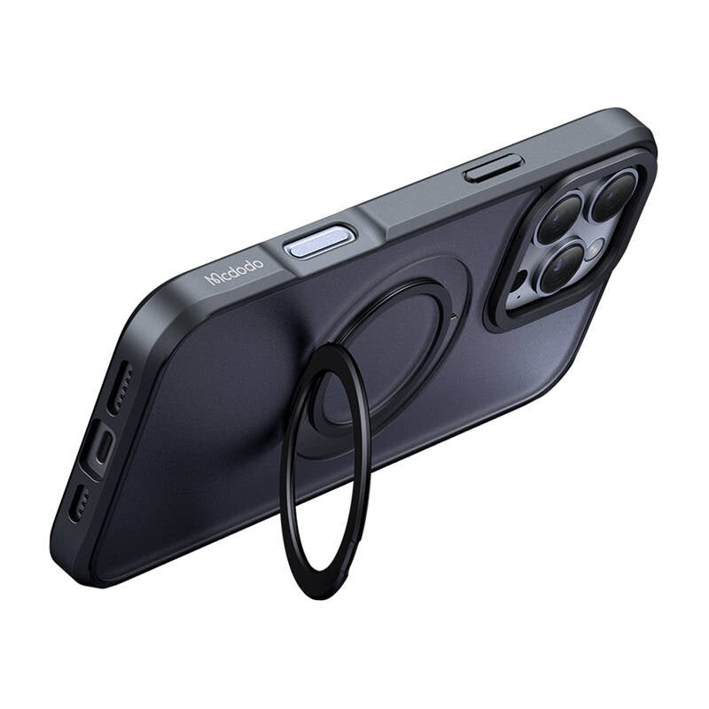 McDodo PC-4933 MagSafe-hylster til iPhone 16 Pro Max med stand (sort)