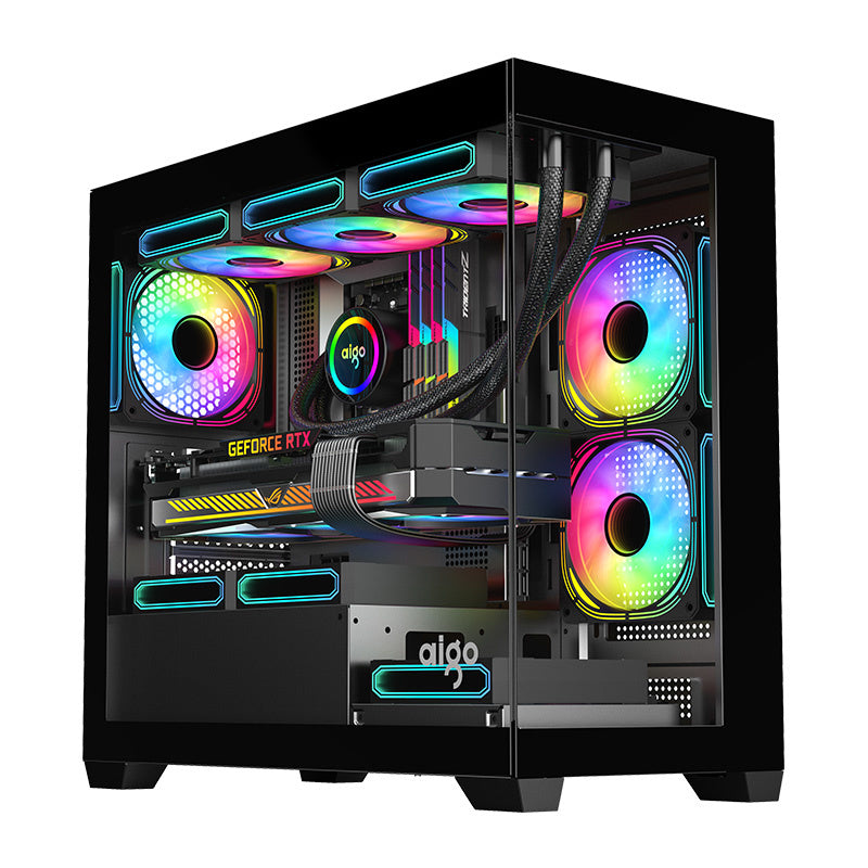 Darkflash C218M computerkasse + 6 ARGB-ventilatorer (sort)