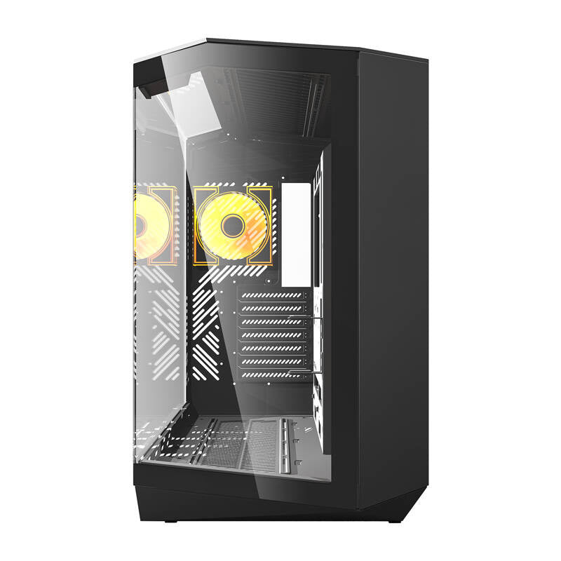 Darkflash DY470 computerkasse (sort) + 4 ventilatorer
