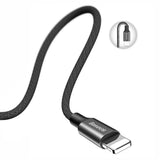Base Yusiven stof flettet kabel USB / Lightning 1.8M sort (CALYW-A01)