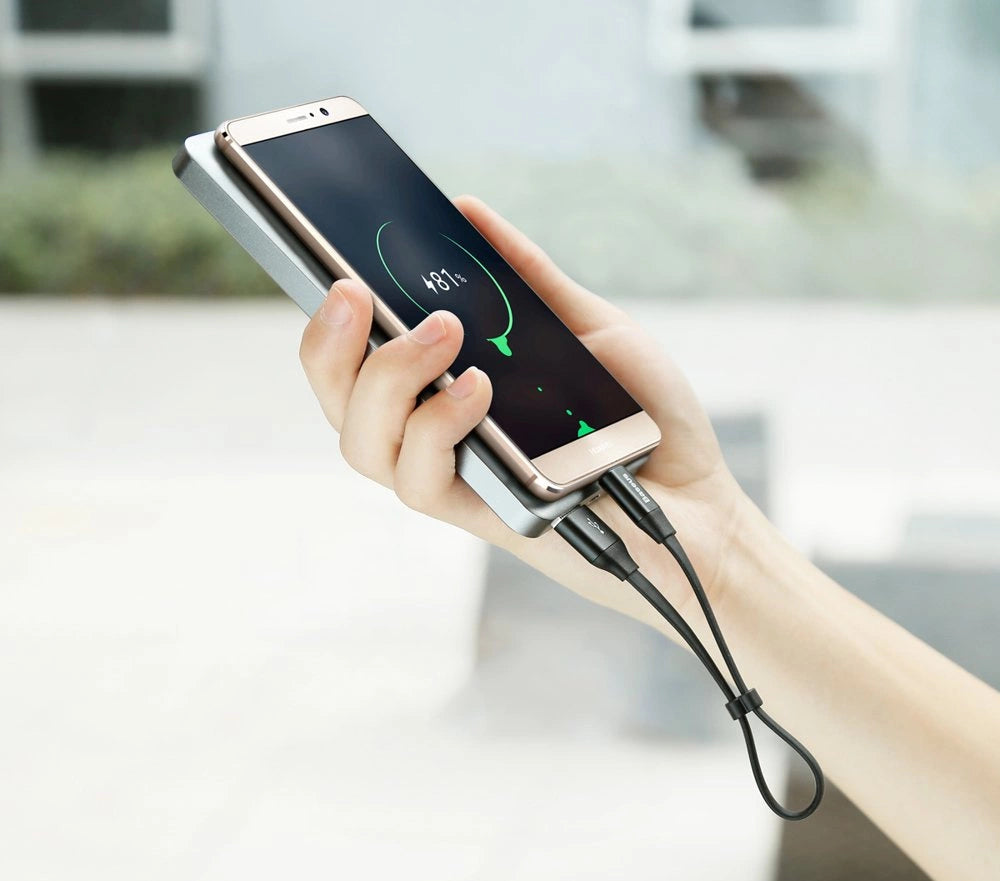 Baseus Nimble flad kabel USB / USB-C kabel med holder 2A 0.23M sort (CATMBJ-01)