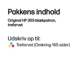 HP 303 Farve (cyan, magenta, gul) 165 sider Blæk T6N01AE