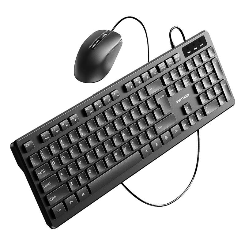 Vention KTCB0-EN Trådbaseret tastatur + mus + musenhed (sort)