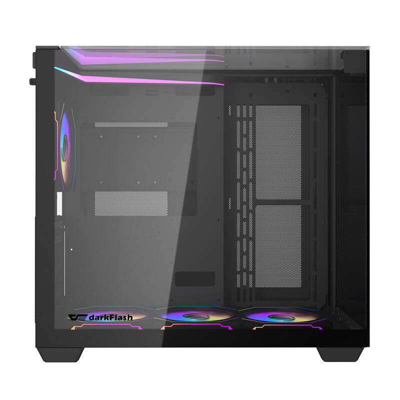Darkflash TH285 computerkasse (sort) + 4 vifter