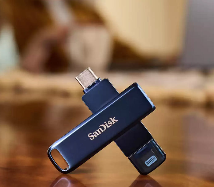 SanDisk Phone Drive 128GB USB-C / Apple Lightning USB stick Blå
