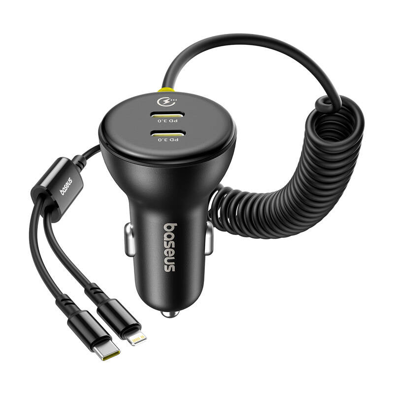 60W Baseus USB-C biloplader + Lightning kabel (Sort)
